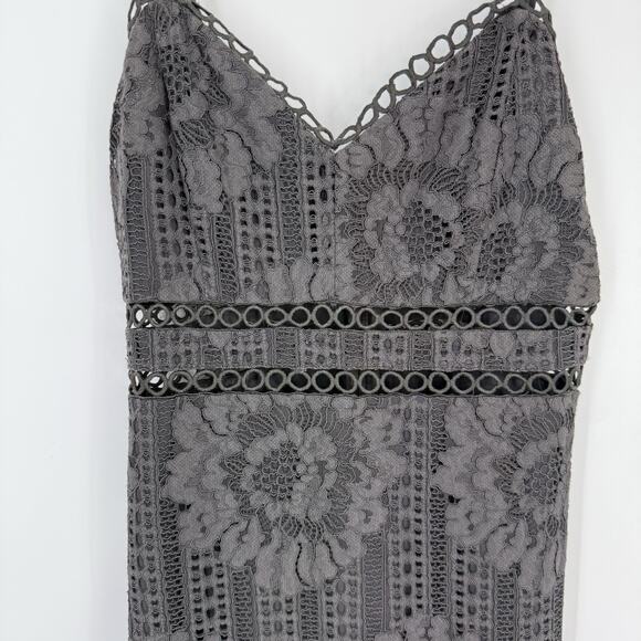 Storia Spaghetti Strap Lace Sheath Mini Dress size Small Gray New - Picture 5 of 14